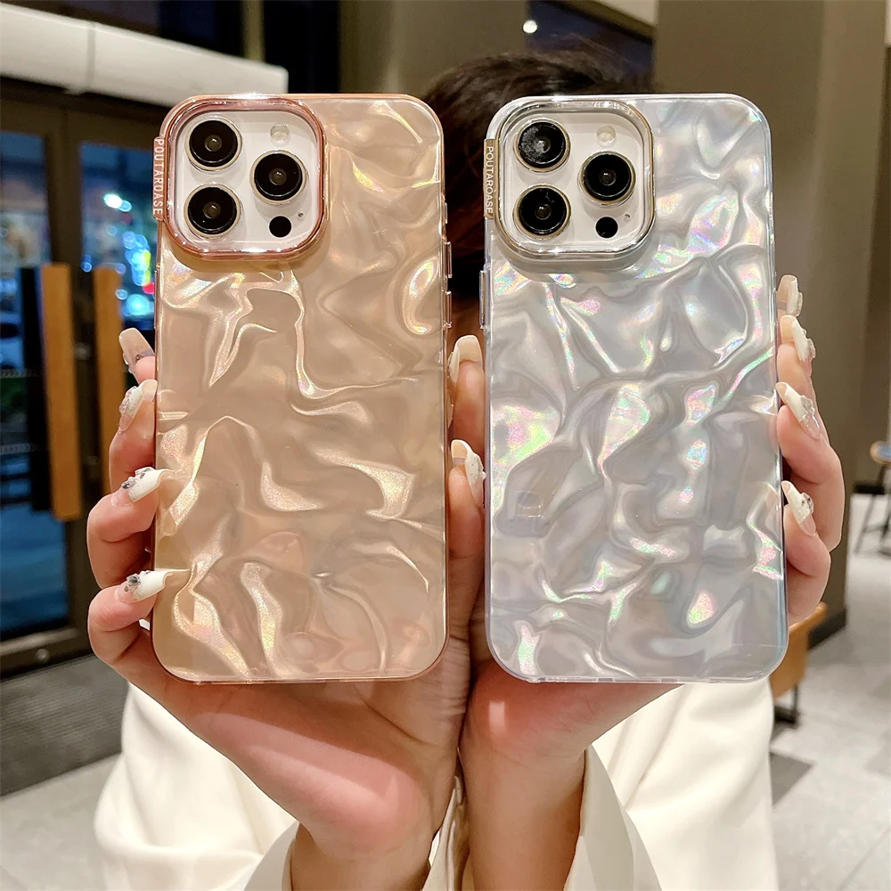 Satin Pattern Luxury Case For iPhone 13 14 12 Pro 11 15 Pro Max X Xs Max XR Hard Shockroof Cover For iPhone 15 Plus Hard Case