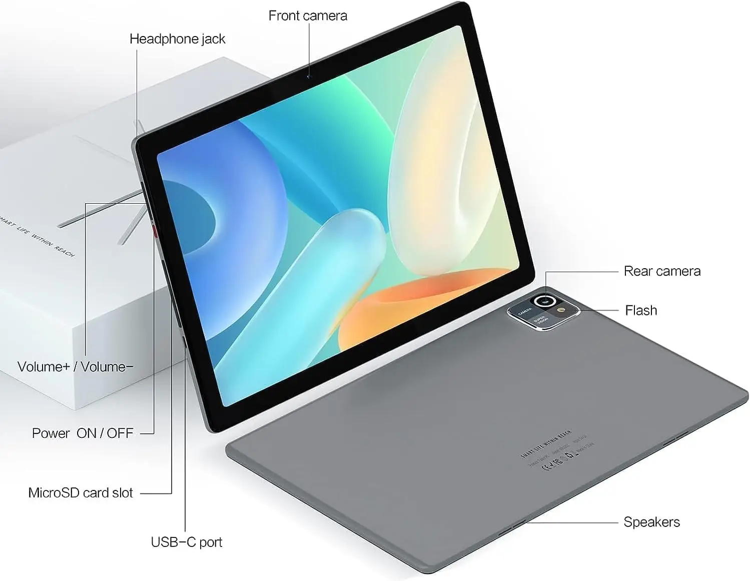 URAO 10.1 pouces tablette Android 6GB RAM 64GB ROM 128GB extensible 5000mAh batterie HD écran tactile double caméra WiFi Bluetooth Table