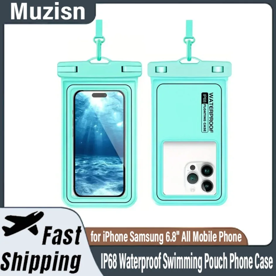 

New IP68 Waterproof Swimming Pouch Phone Case Phone Waterproof Bag Airbag Touch Screen for iPhone Samsung 6.8" All Mobile Phone