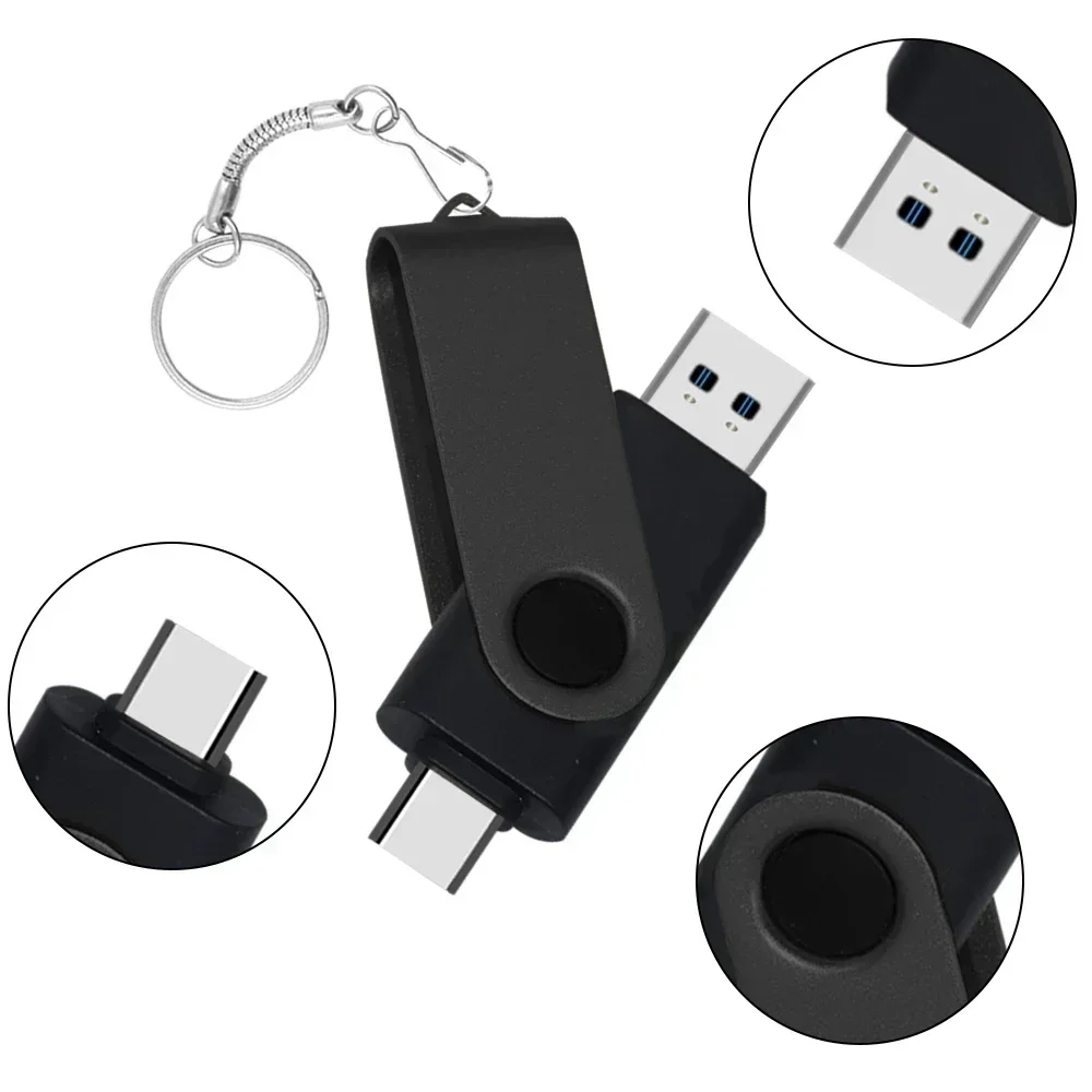 회전식 고속 펜 드라이브, USB 3.0 플래시 드라이브, 키 체인 메모리 스틱 포함, U 디스크 선물, 64GB, 256GB, 32GB, 16GB, TYPE-C 128GB