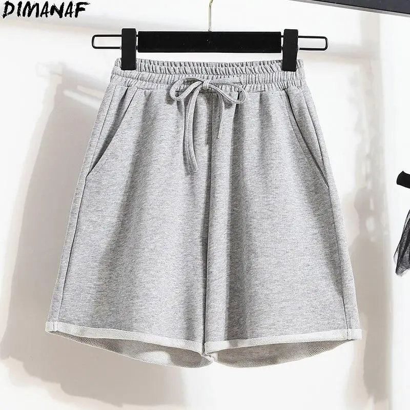 

Dimanaf Plus Size Women Shorts Pants Cotton Female Sports Style Elastic Fashion Solid Office Home Wear Lady Summer Oversize 5XL