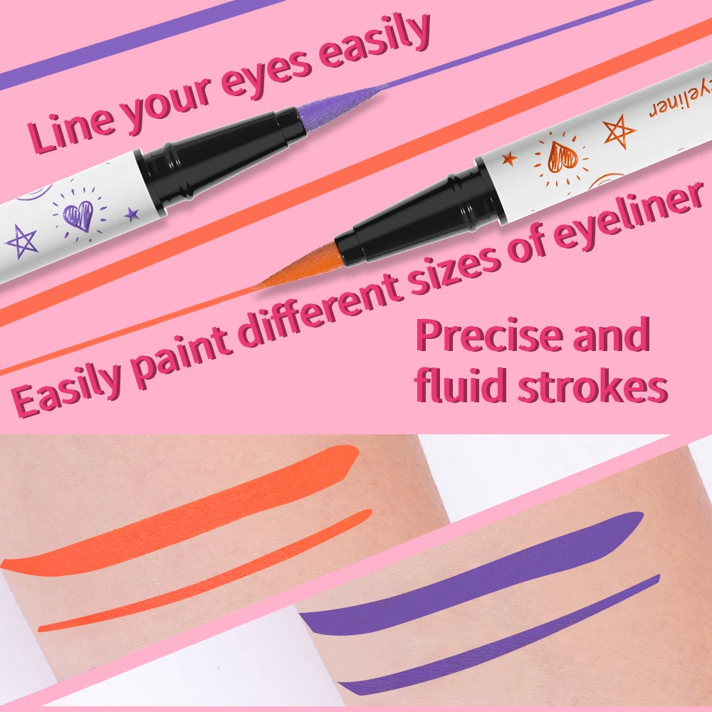 DUNUF 12 Color Long-lasting Waterproof and Anti-Smudge Smooth Nourishing Liquid Eyeliner