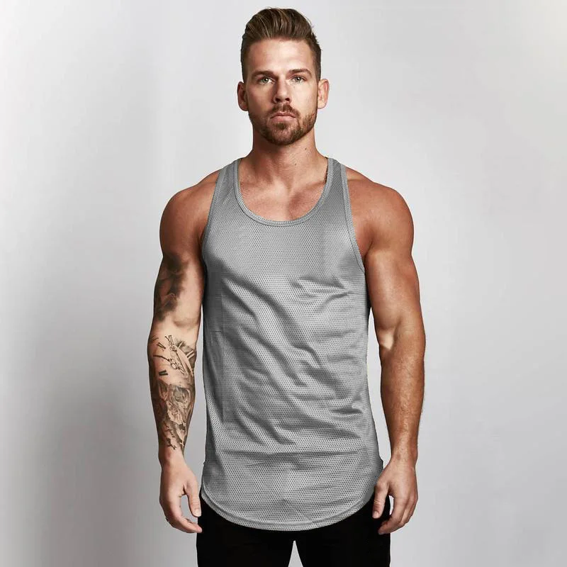 Running Vest Men Fitness Y Back Stringer Tanktop Summer Gym Clothing Summer Mesh Sport Vest Men Bodybuilding Sleeveless Shirt