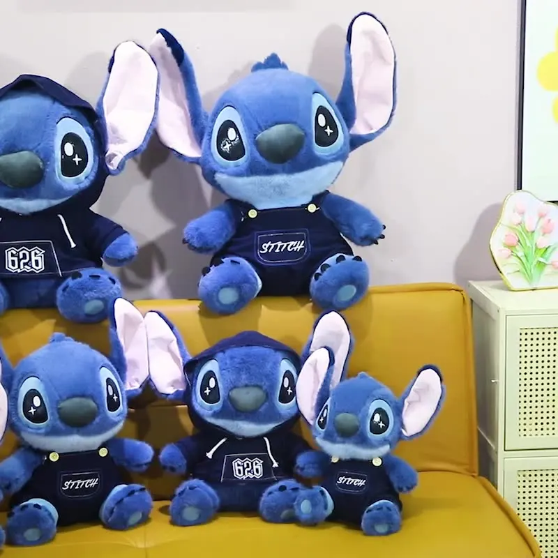 

MINISO трансграничный популярный комбинезон Stitch, плюшевые игрушки, милые толстовки, куклы Stitch, женский подарок на день рождения, оптовая продажа