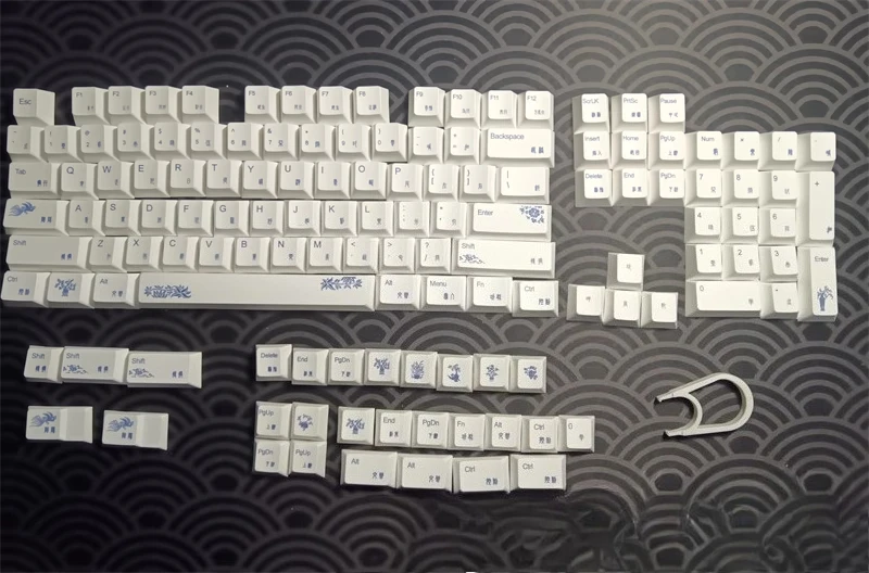 Minimalist Blue And White Porcelain Keycap Cherry Pbt Sublimation Keyboard Keycap 132 Keys
