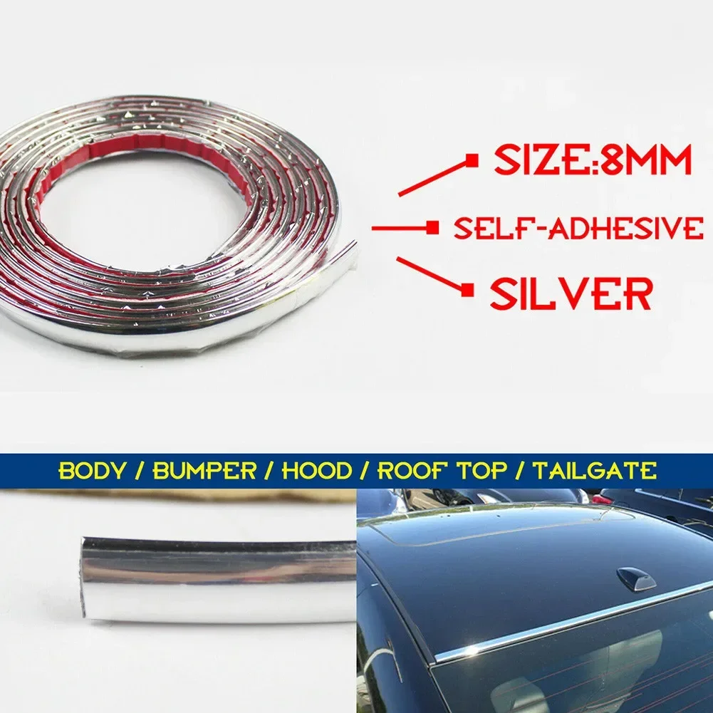 Car Edge Moulding Trim Guard Chrome Trim Molding Car Roof Door Side Decorate Protector Strip Universal Fit For Cars Trucks SUVs