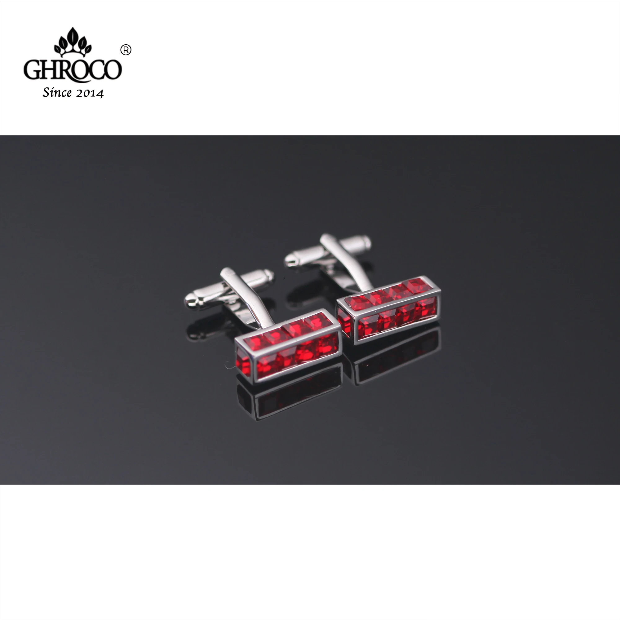 

GHROCO High Quality Exquisite Red Czech Crystal French Shirt Cufflinks Fashion Luxury Gifts Business Men and Women Groomsmen