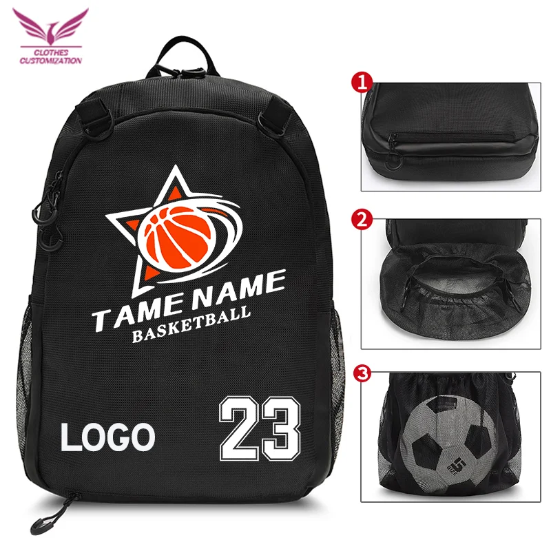 Custom logo Basketball Backpack  Outdoor Multifunctional sports Training Bag personality customization Soccer Bag DIY name