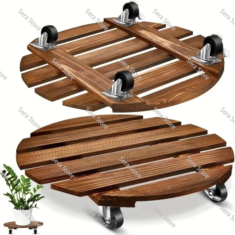 Heavy Duty Plant Caddy with Wheels Movable Metal Plant Cart Lockable Rolling Stand for Indoor Outdoor Garden Balcony Use