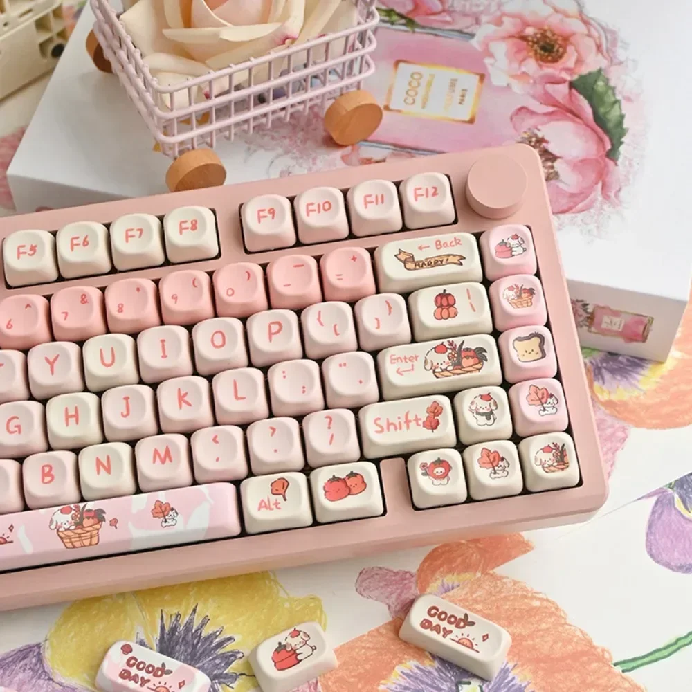 Pink Keycaps/Happy Fix Dog Theme MOA Highly Customizable Mechanical Keyboard Keycaps for Gaming Keyboards MX Switch