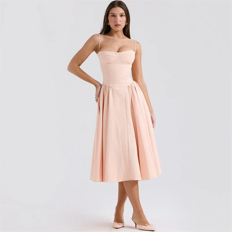 Robe de Bal de Forme Trapèze pour Femme, Tenue de Soirée Longue et Sexy, Formelle et Décontractée, avec Bretelles en Fibre, pour le 03 ème Anniversaire