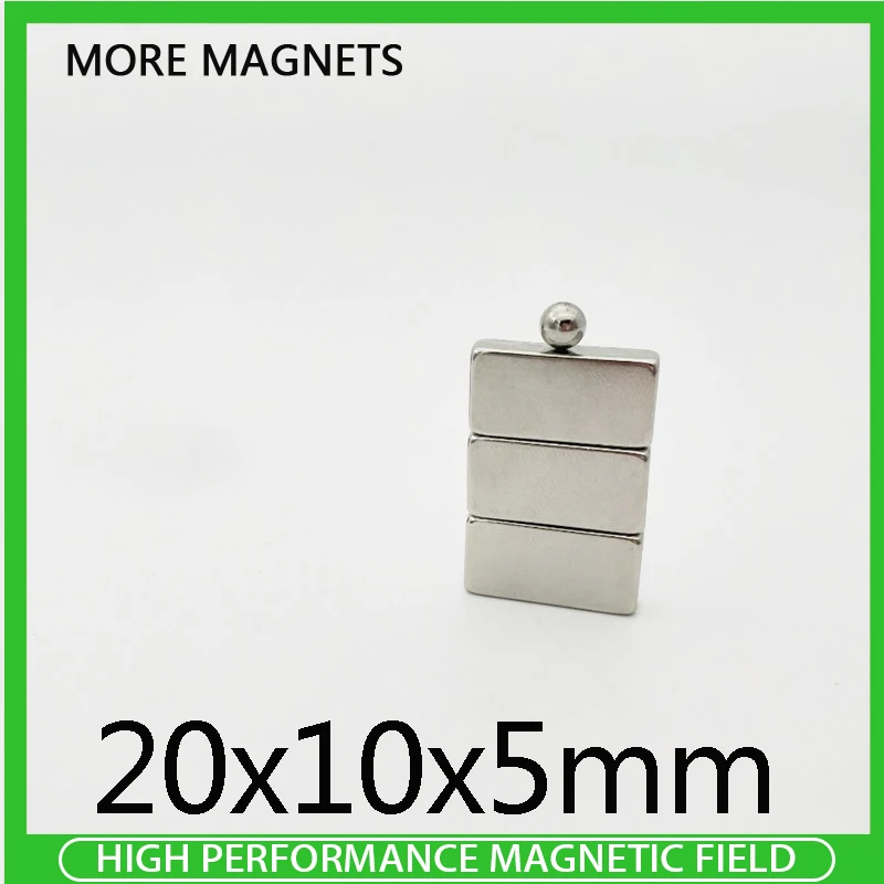 

2/5/10/20/30/50pcs 20x10x5mm N35 Powerful Quadrate Magnetic Permanent Magnet NdFeB Super Powerful magnet Neodymium Magnets