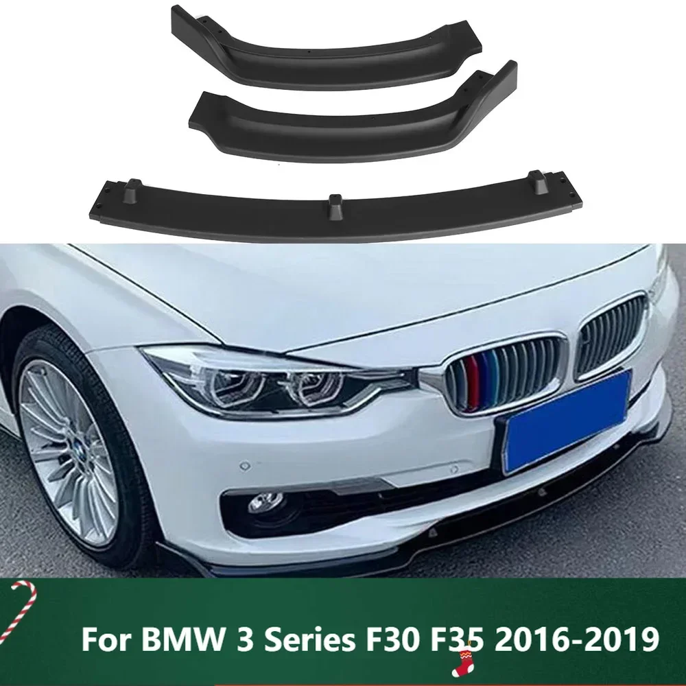 

New！For BMW 3 Series F30 F35 2016-2019 New 3PCS Car Front Bumper Splitter Lip Diffuser Spoiler Protector Cover Guard Deflector L