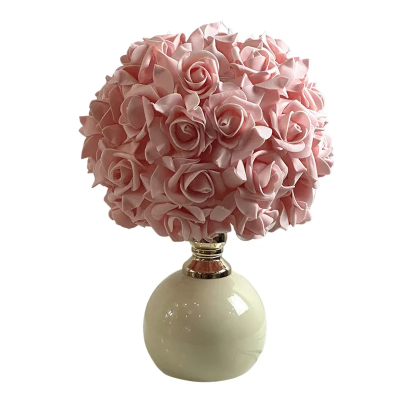 

Simple rose pink white desk lamp bedroom romantic atmosphere decoration desktop decoration lamp