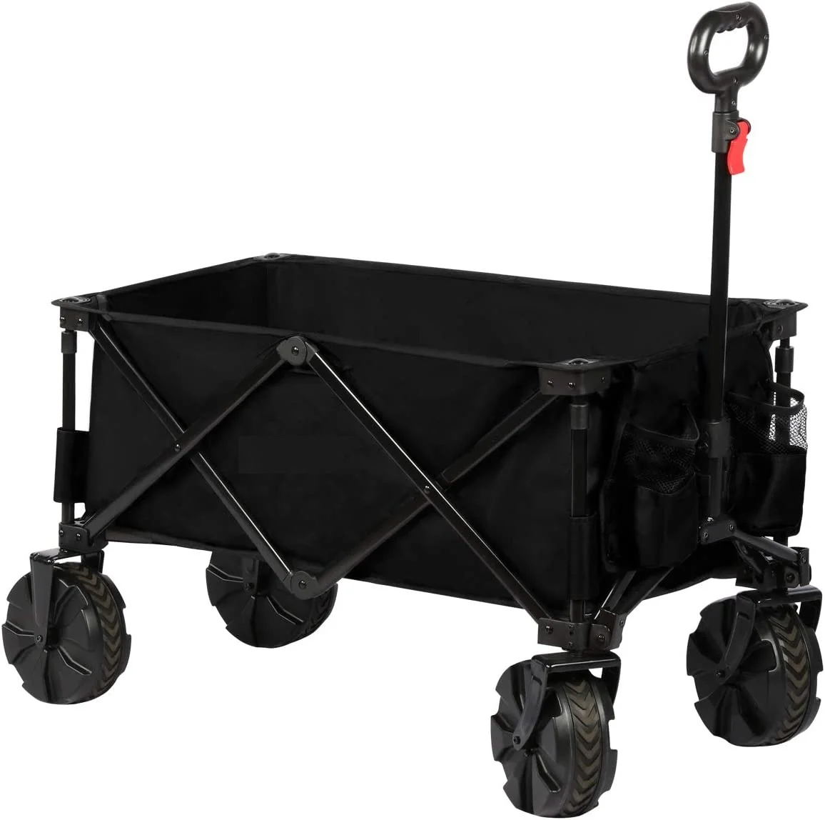 

Collapsible Folding Utility Wagon with 8 inches Wheels Telescoping Handle for Outdoor Garden and Beach Use