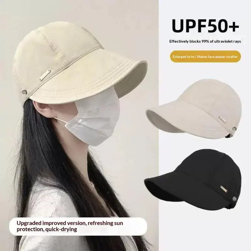 1Pcs Summer Sun Visor Fisherman Cap For Women Beach Hat Foldable Wide Brim Sun Hat Sunsreen Adjustable Quick Dry Baseball Cap