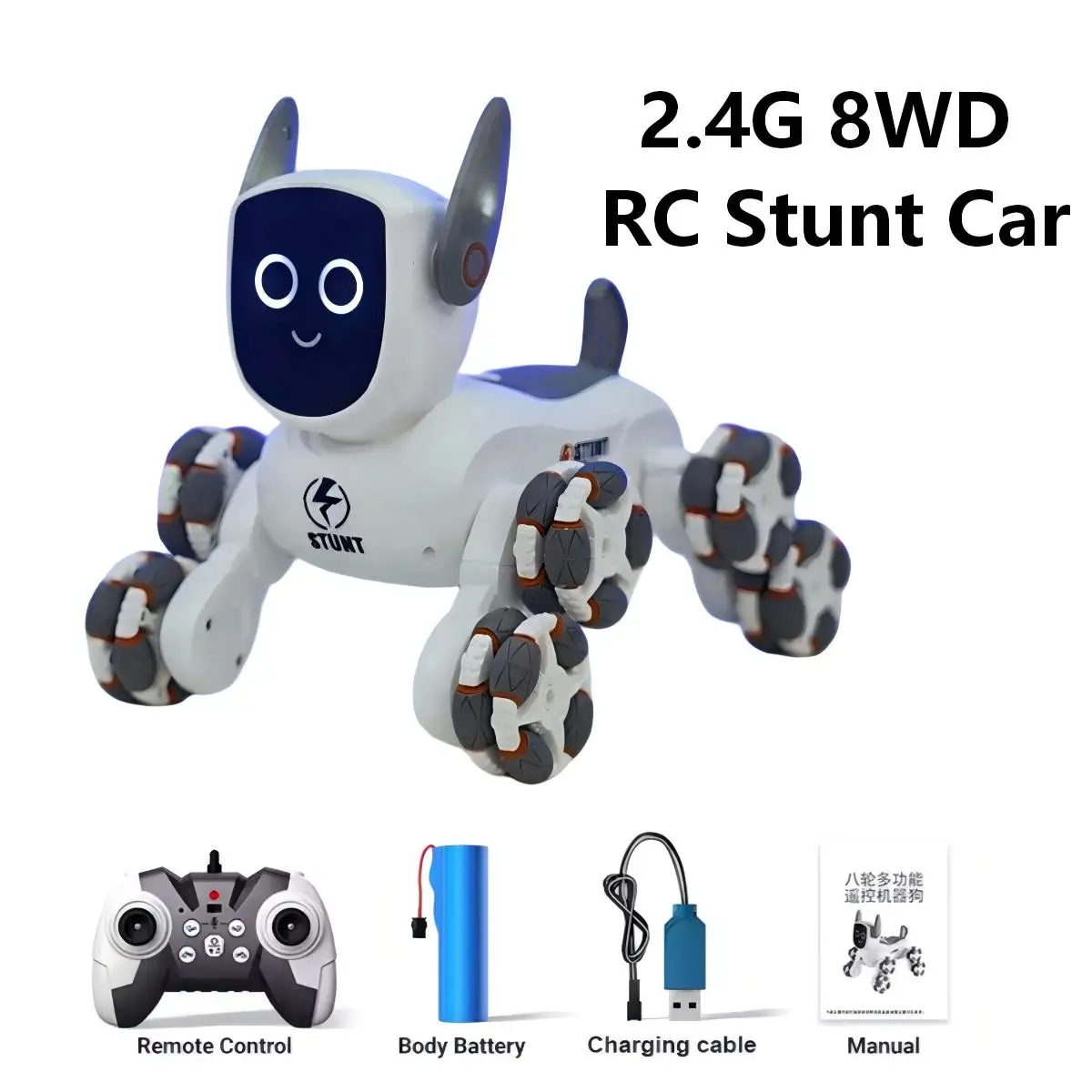 

2,4G 8WD RC Трюк-машина Вездеход с дистанционным управлением Автомобиль Световой музыкальный робот Собака RC Автомобиль Игрушка в подарок для ребенка Q193