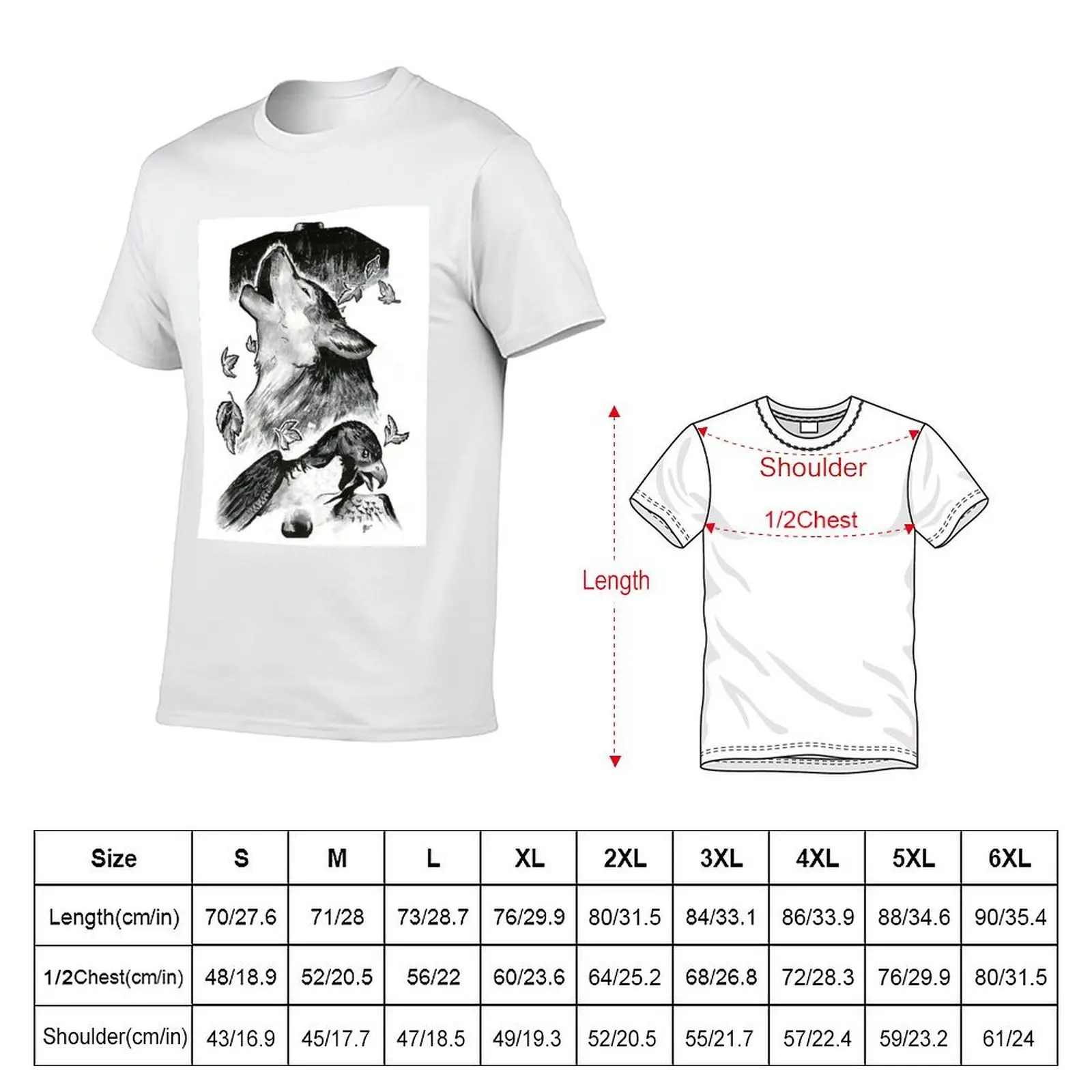The Blacksmith: Wolf and Falcon T-Shirt t shirt personalised cotton tshirt 100% T-Shirt
