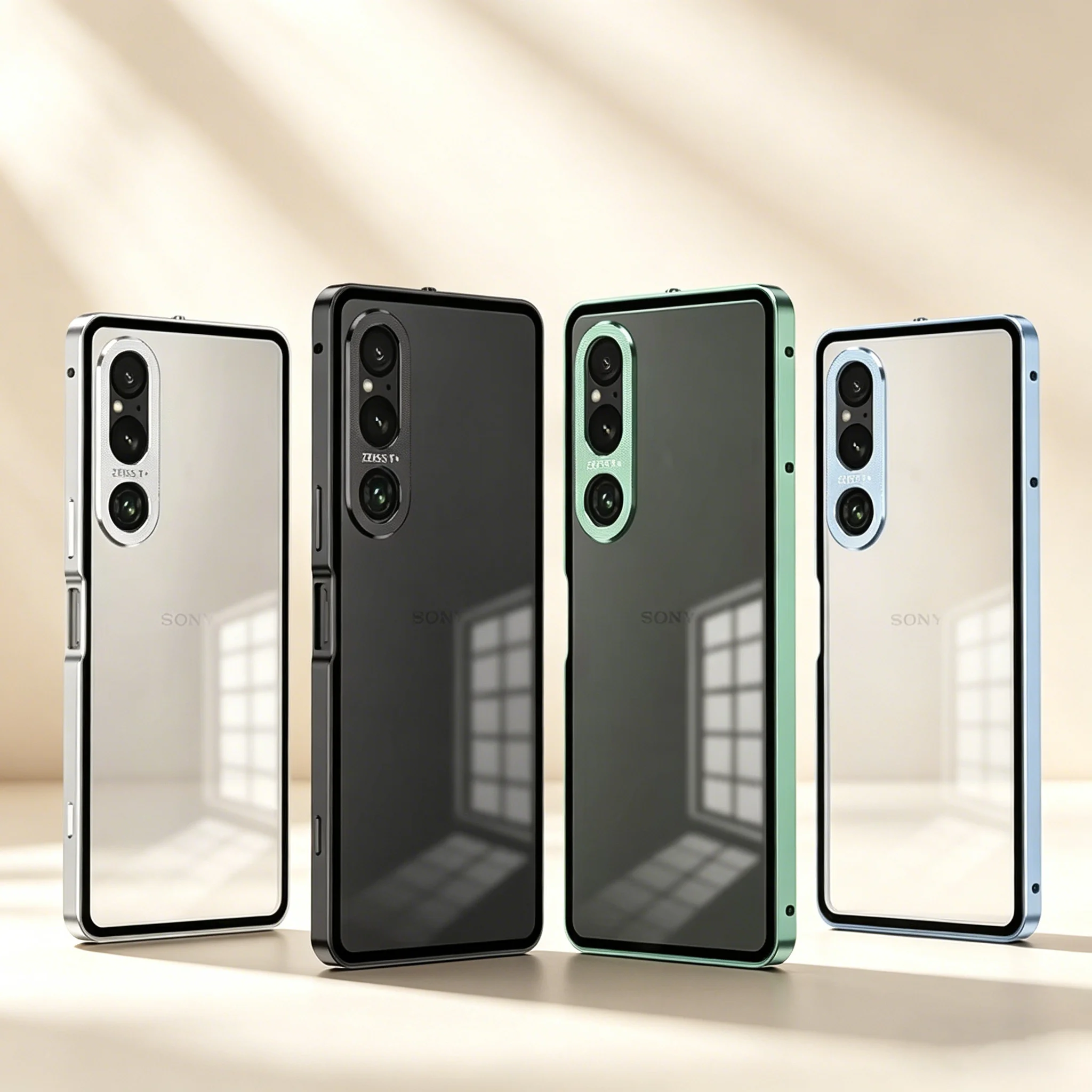 Funda para Sony Xperia 1 IV V Vl Vll 5G, Parachoques Metálico con Cubierta Trasera Rígida Mate Transparente de un Solo Lado, Funda para Teléfono Sony Xperia 1 IV