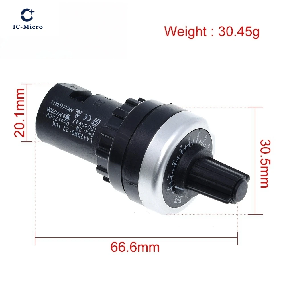 XZG LA42DWQ-22 1K 2K 5K 10K 22mm Diameter Pots Rotary Potentiometer Converter Governor Inverter Resistance Switch