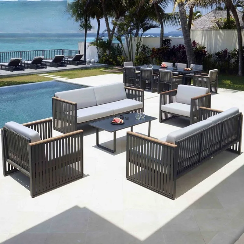 Outdoor Italian Minimalist Furniture Courtyard Beach B & B Hotel Sea View Room Double Sofa Rattan Bed Leisure Chair