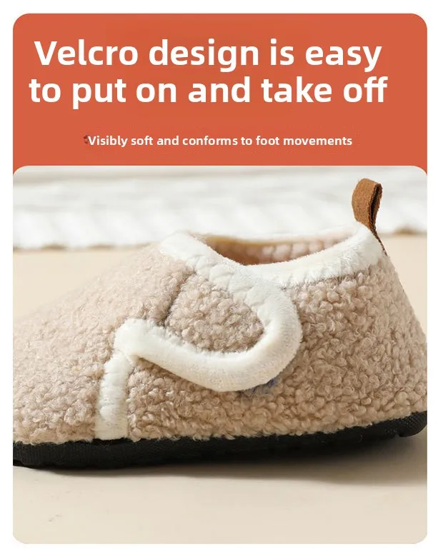 Kinder-Baumwollpantoffeln, Einfarbige Warme Winter-Hausschuhe für Jungen und Mädchen, Plüsch-Bodenschuhe, Weiche Sohle, Rutschfeste Baumwollschuhe für Drinnen – Detail 10