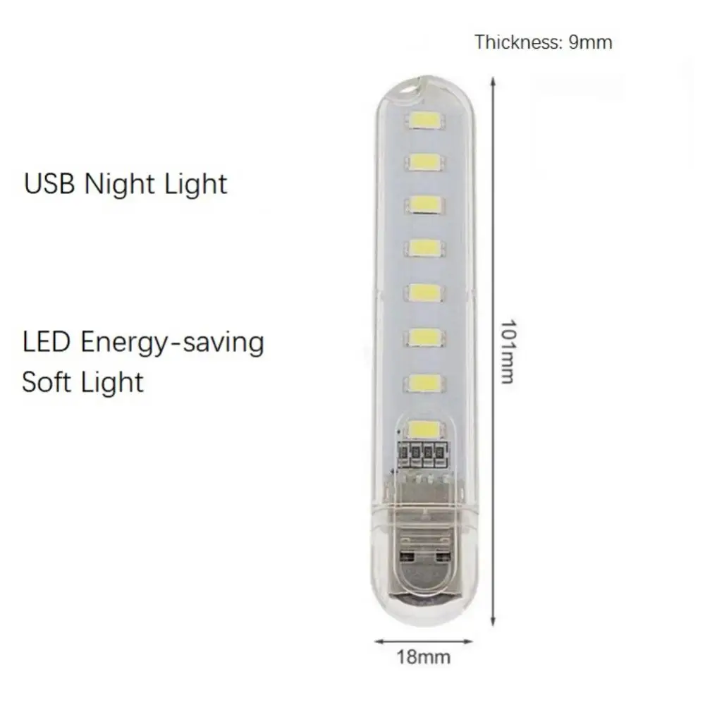 Портативная USB-лампа для чтения, 5 в пост. Тока, 3 светодиода, 8 светодиодов