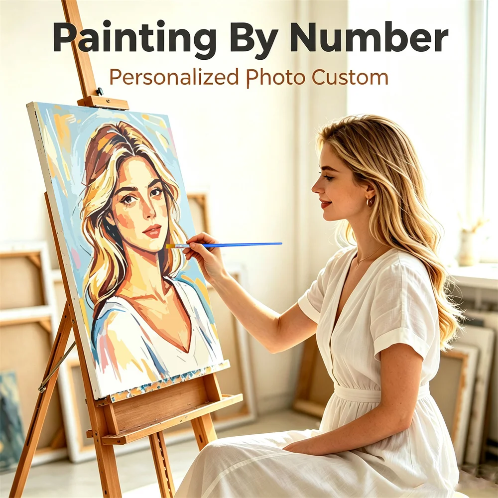 HUACAN Custom Paint By Numbers 24/36/48 Colours DIY Oil Painting By Numbers Personalized Acrylic Paint Photo Christmas Gift