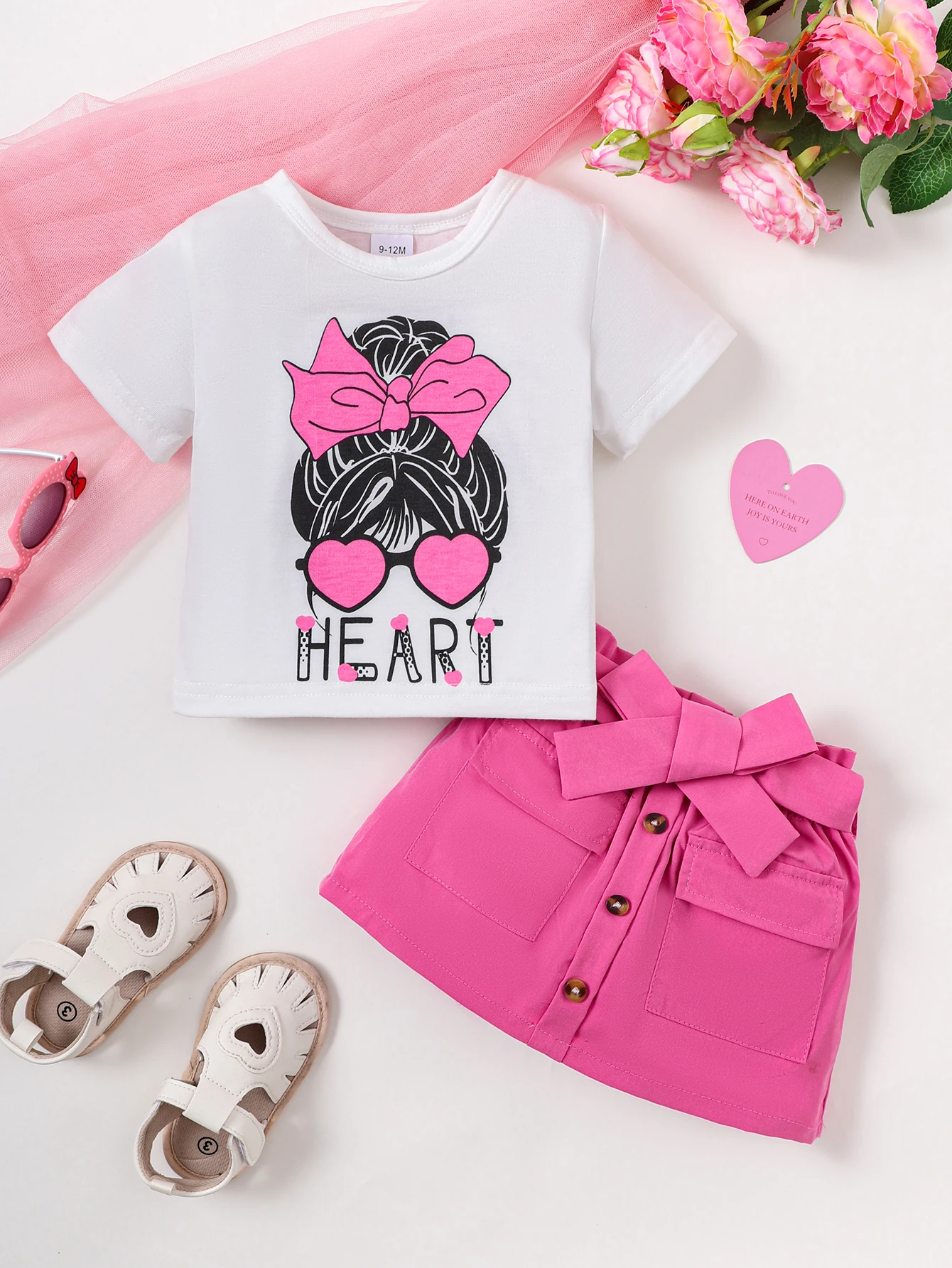 Summer  0-1 Years Old  Infant  Baby  Girls  Little  Girl  Print  Short-Sleeved  Top  And  Skirt   2-Piece Set