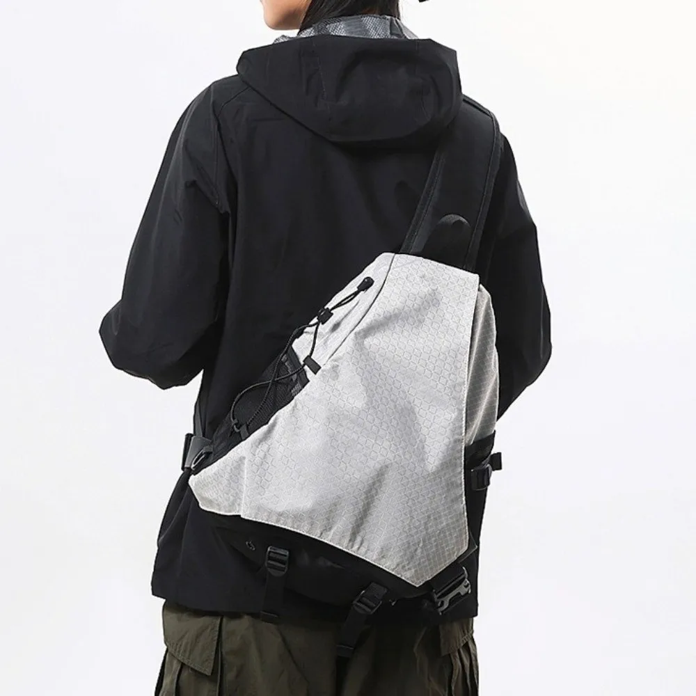 Bolsa de peito para esportes ao ar livre, à prova d'água, grande capacidade, ajustável, nylon, crossbody, estilo japonês, bolsa de ombro masculina