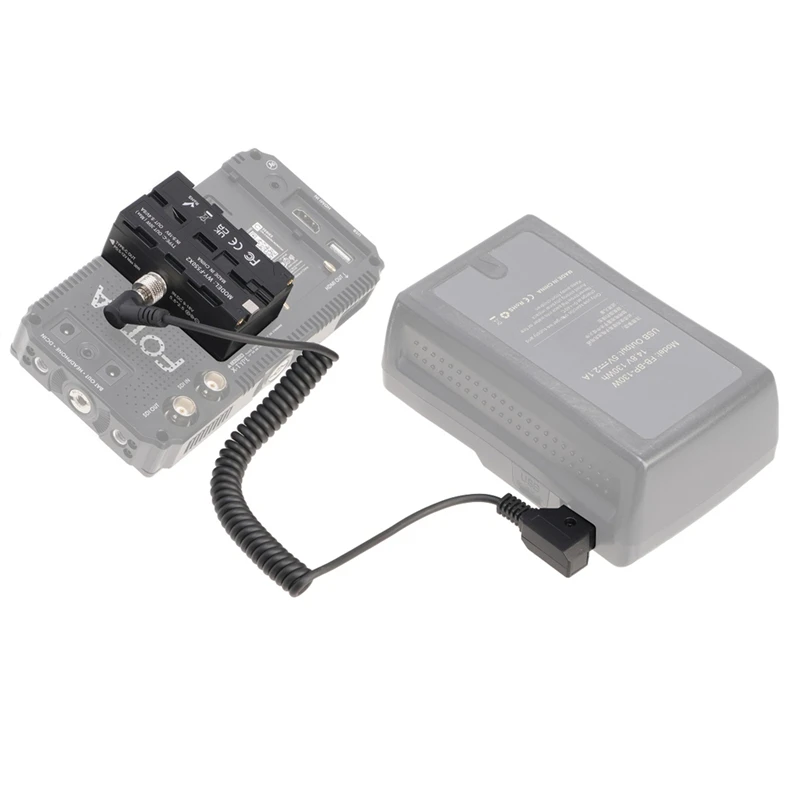 D-TAP Connector To DC 5.5 X 2.5Mm Expandable Cable With Dual-Sided NP-F Dummy Battery Adapter For Camera Monitor