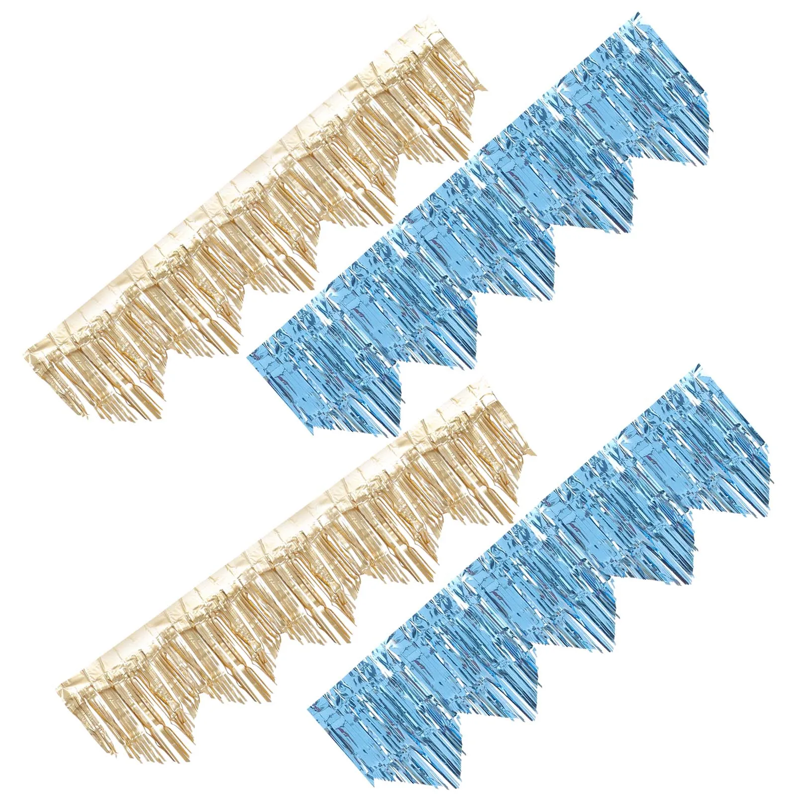 

4pcs Wave Tinsel Fringe Curtain Diy Party Backdrop For Birthday Wedding Mardi Gras Parade Float Ceiling Hanging Garland