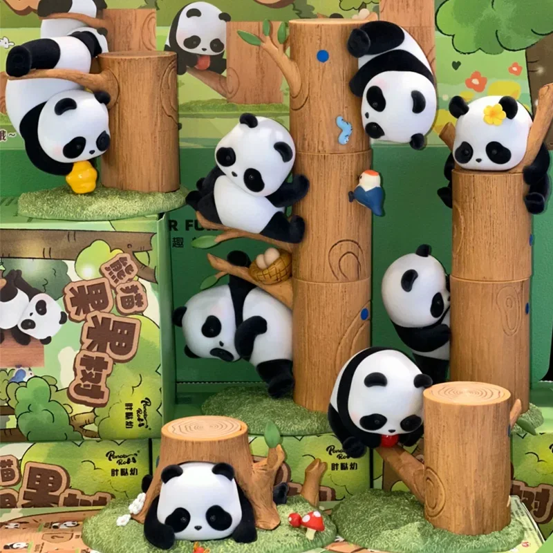 Panda Roll Fruit Tree Climbing Blind Box Cute Doll Mystery Box Chubby Panda Doll Desk Ornaments Collection Model Statue Toy Gift