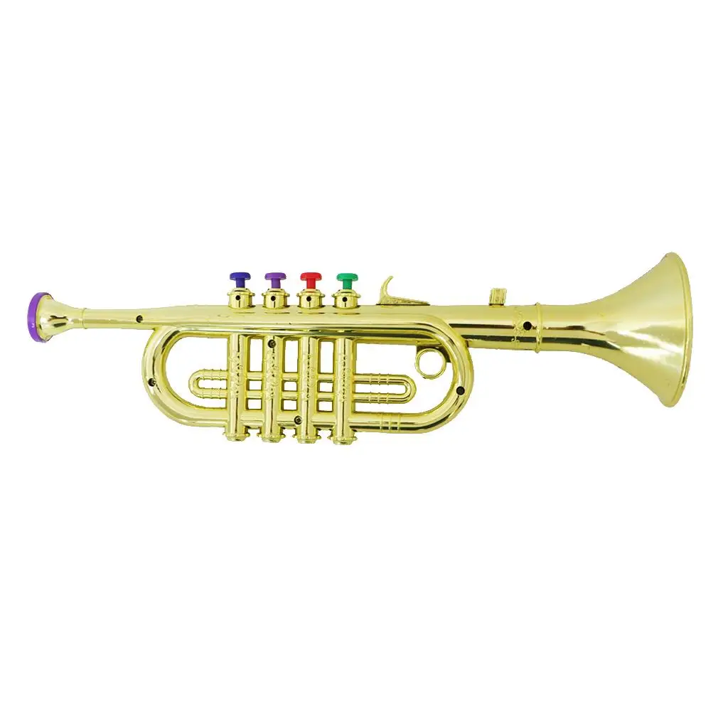 Kids Plastic Trumpet Horn Wind Instrument with 3 Colored Keys