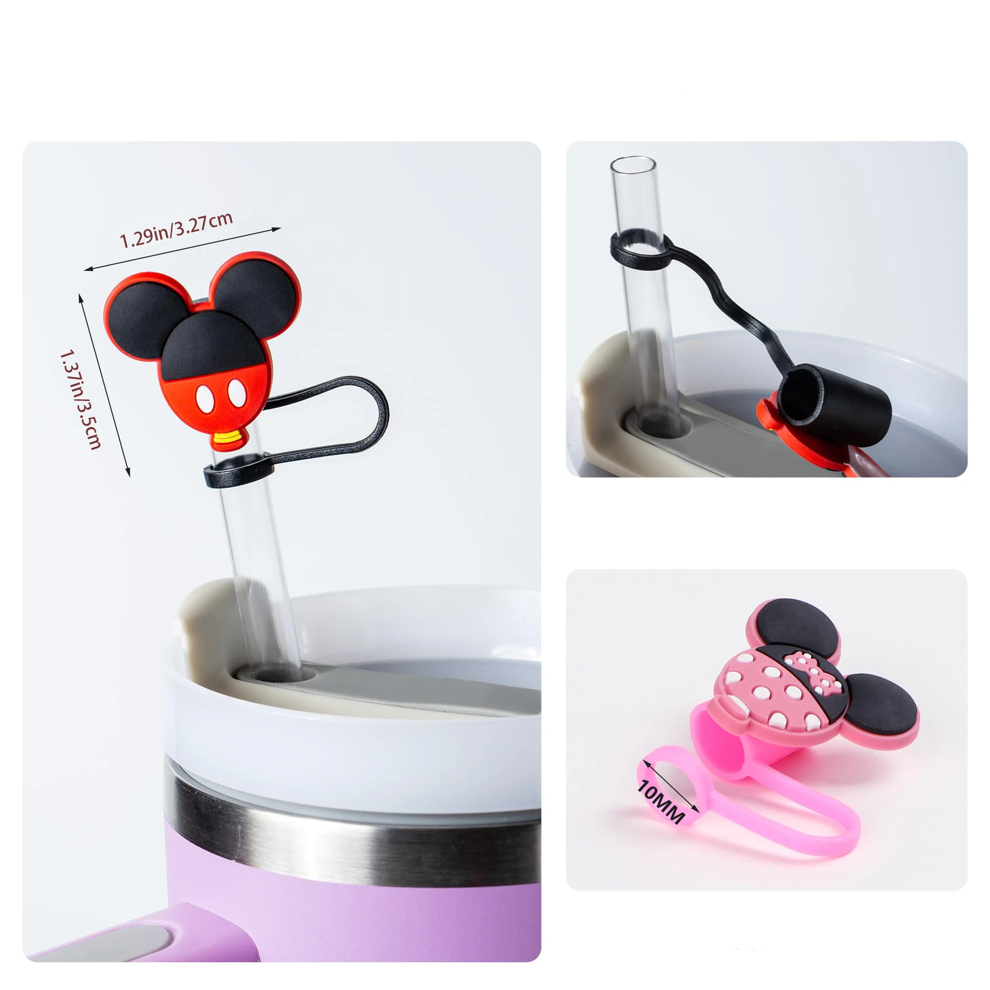 8-Piece Straw Covers Cartoon Straw Plug Straw Cover Reusable Straw Cap Dust Cover for 9-10mml Straw Tips for Reusable Straw Caps