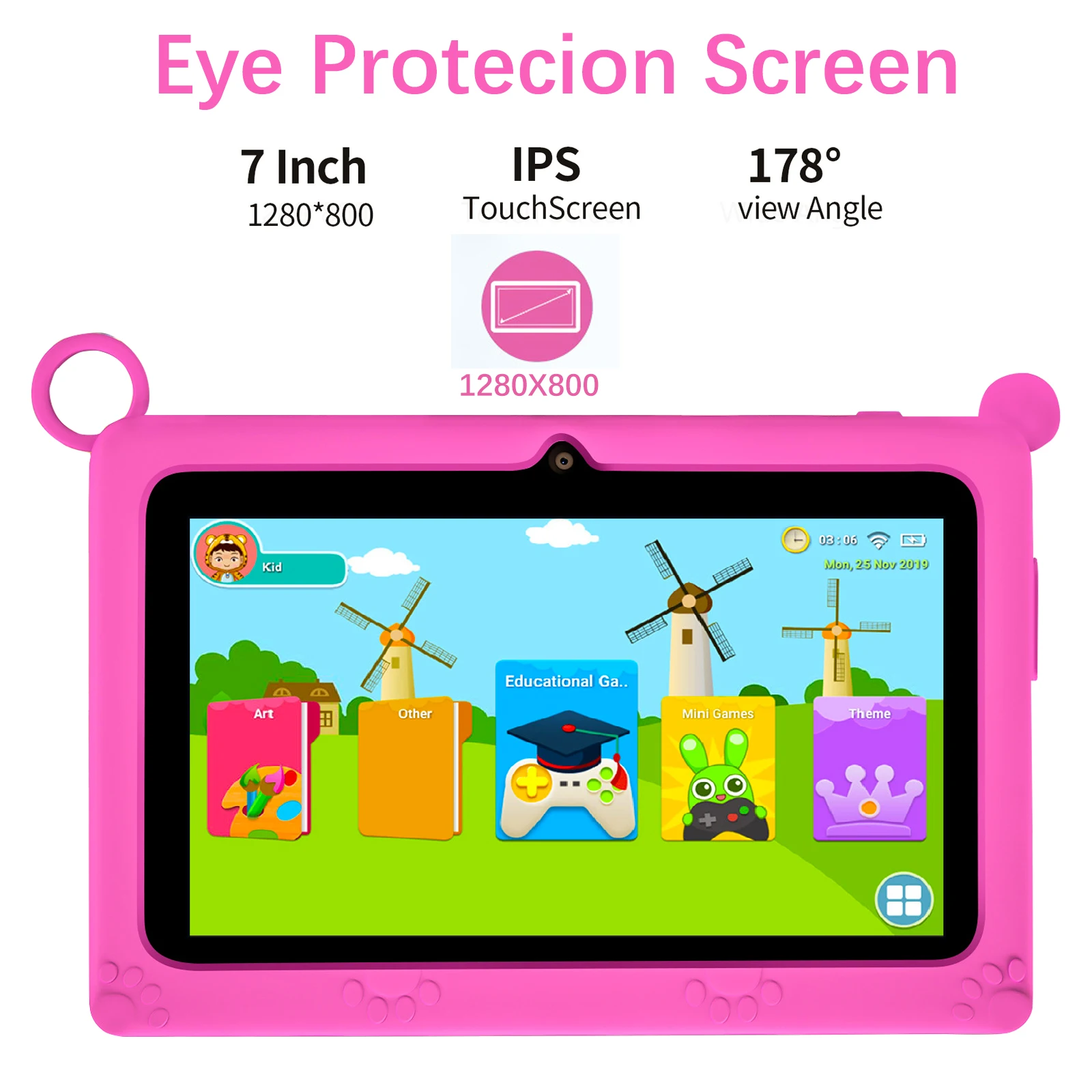 New 5G Kids Tablet 7 Inch Quad Core 4GB RAM 64GB ROM Android 9 Google Learning Education Games Tablets WiFi Bluetooth Tablet PC