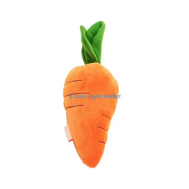 090B Plush Squeaky Carrot Chew Toy Dog Teething Chew Resistant Small Breeds Teether