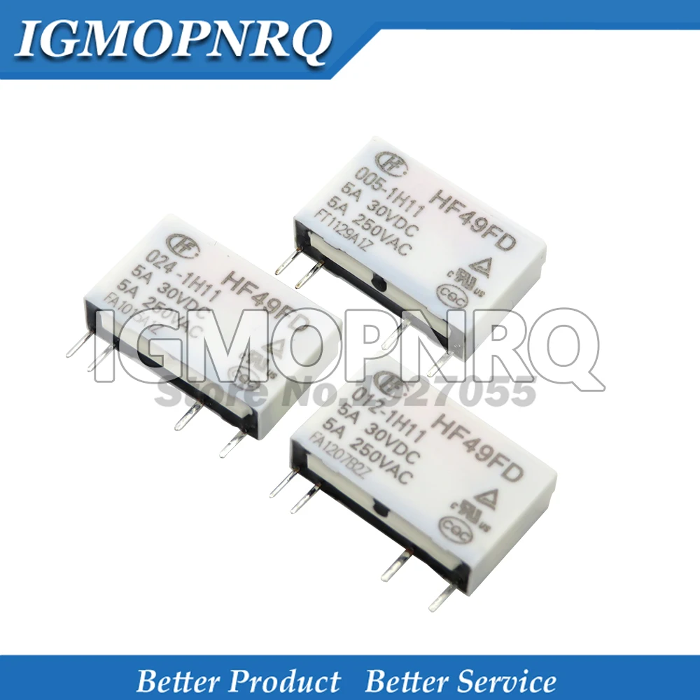 5PCS Relay 12V HF49FD-005-1H11 005-1H12 HF49FD DC5V 1H11 4PIN 5A Relay 5V Rele 12V 24V