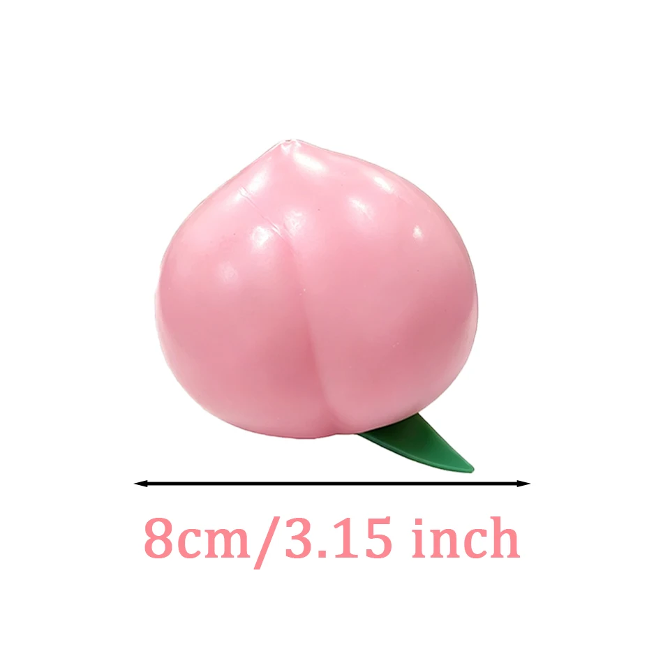 New Arrival Cute Peach Shaped Fruit Squishy Toy With Crunchy Squeeze Sound Mood Relieving Fidget Toy Desktop Decoration  Gift