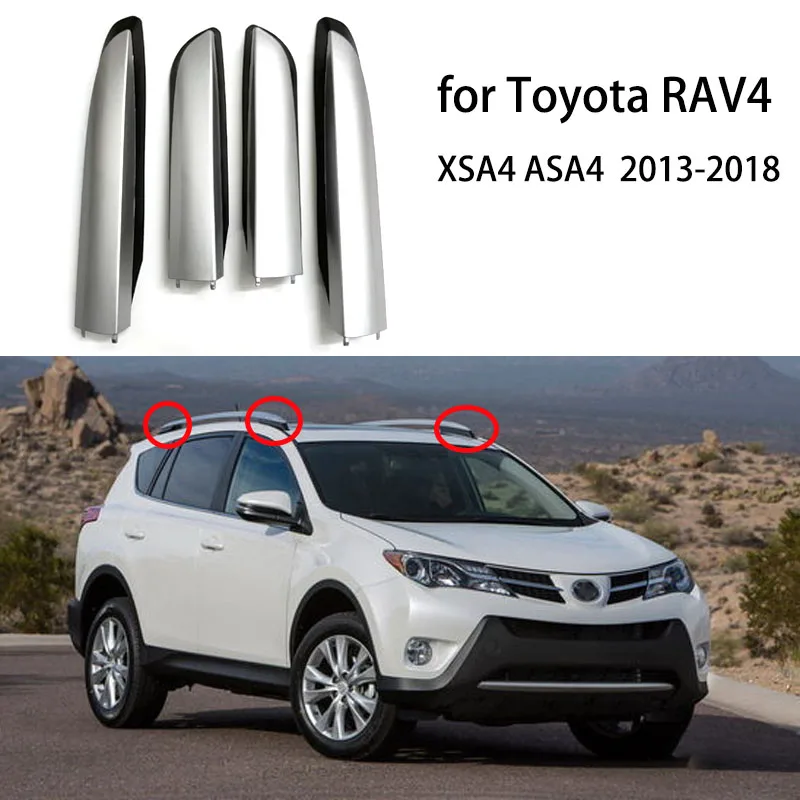 Silver roof frame guide rail end cover roof protection kit  luggage rack replacement part for  toyota RAV4 XA40 ASA40 2013-2018