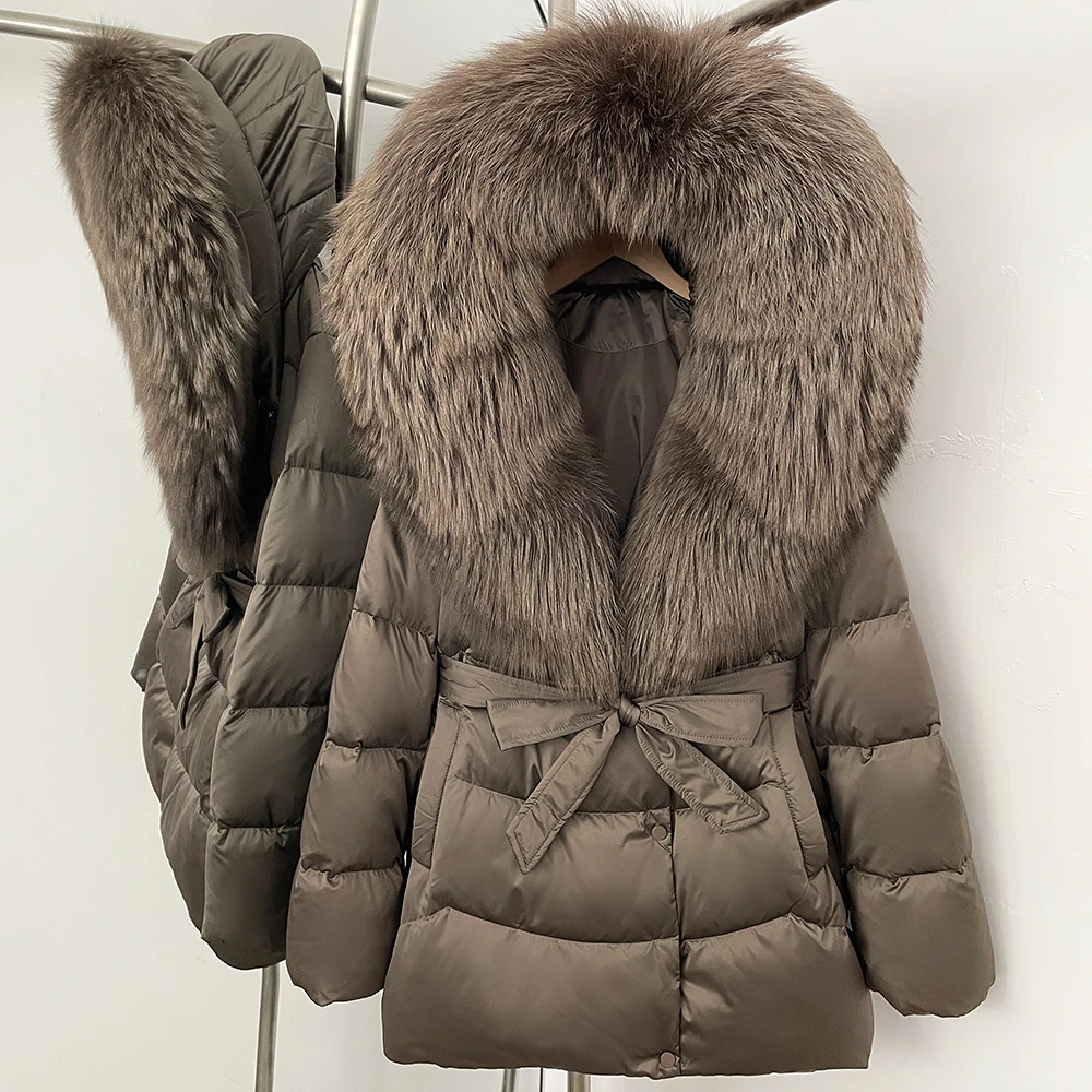 OFTBUY Luxury Large Natural Silver Fox Fur Hooded Thick Warm Female Parkas Waterproof 2025 Winter 90% Duck Down Jacket Women
