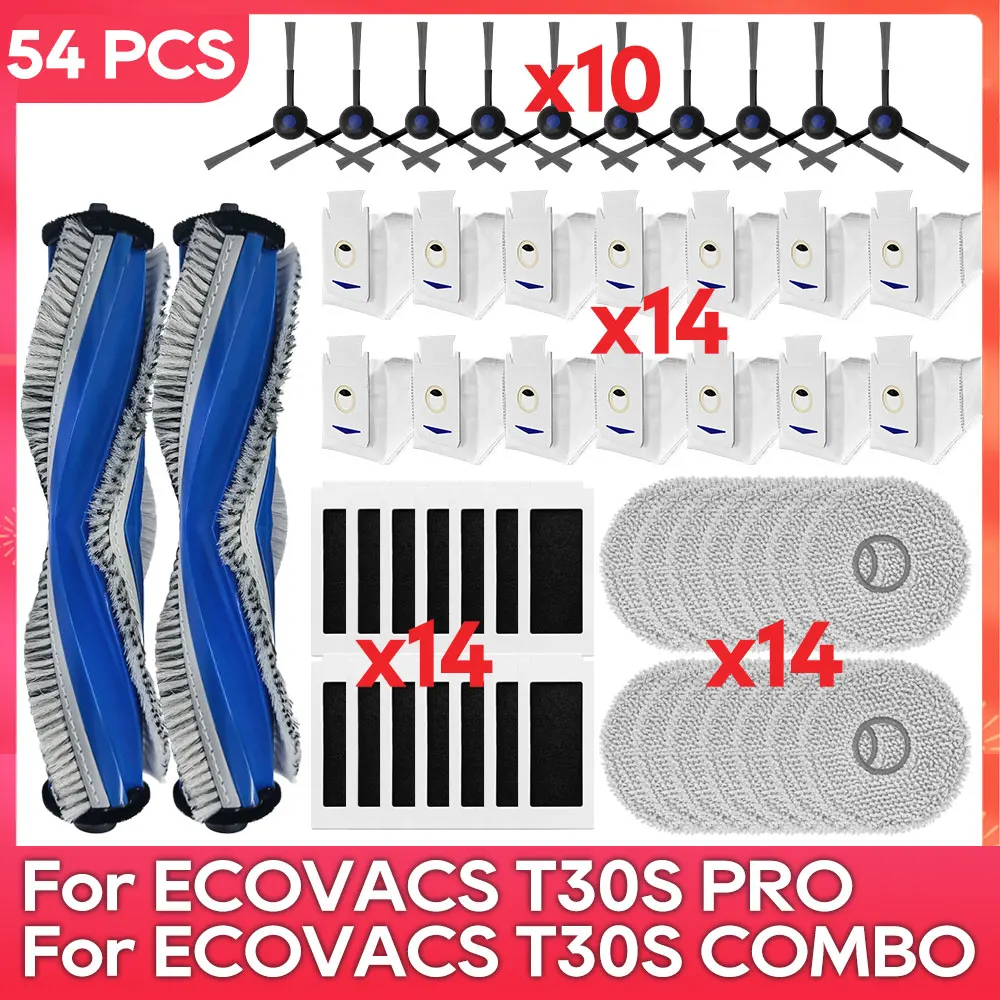 Compatibile con ( Ecovacs Debot T30S / T30S Pro / T30S Combo ) Parti di Ricambio, Accessori, Spazzola Principale e Laterale, Filtro Hepa, Panno per Pulizia