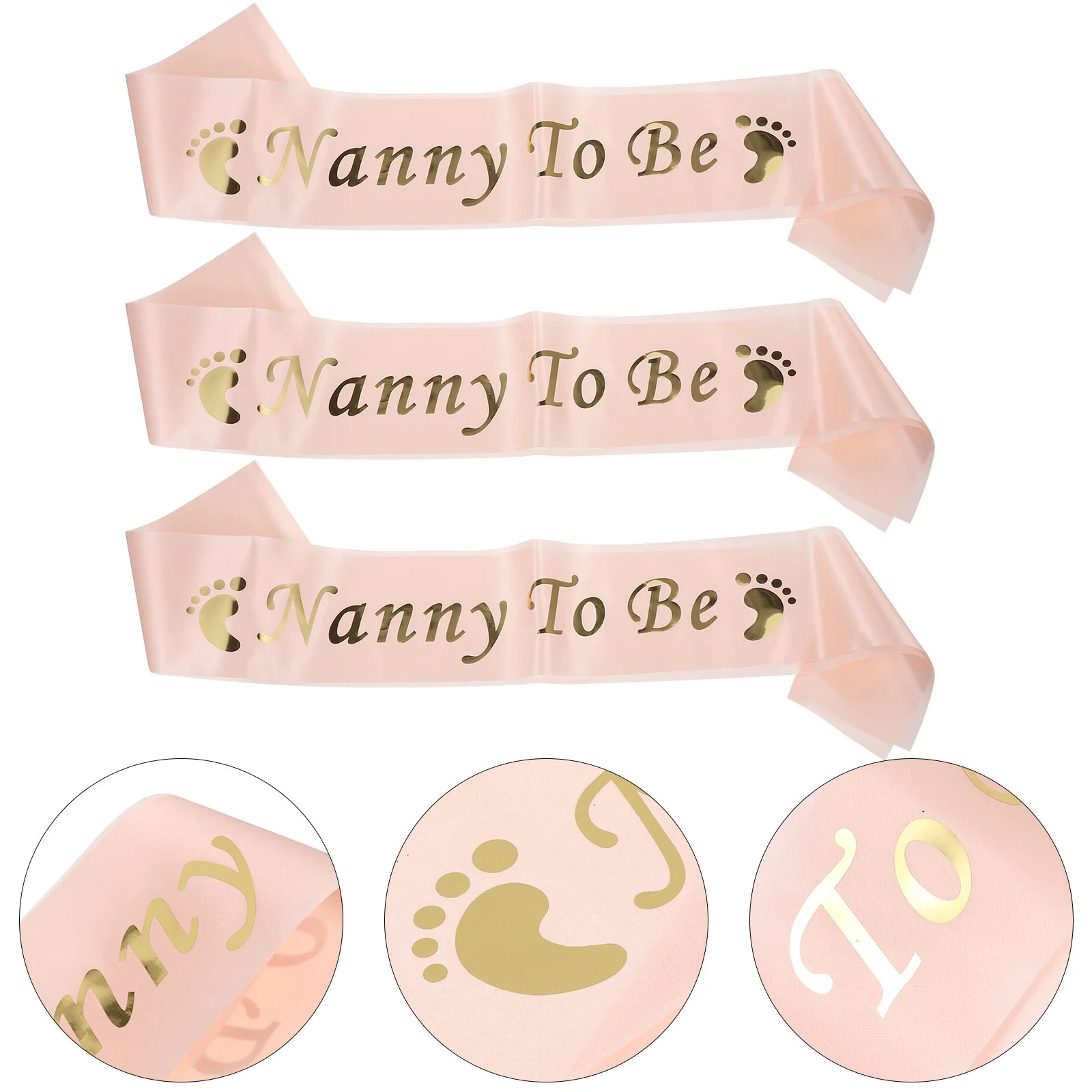 3 Pcs Baby Shoulder Strap Footprint Sashes Printing Letter for Birthday Belt Party Supply Satin Etiquette