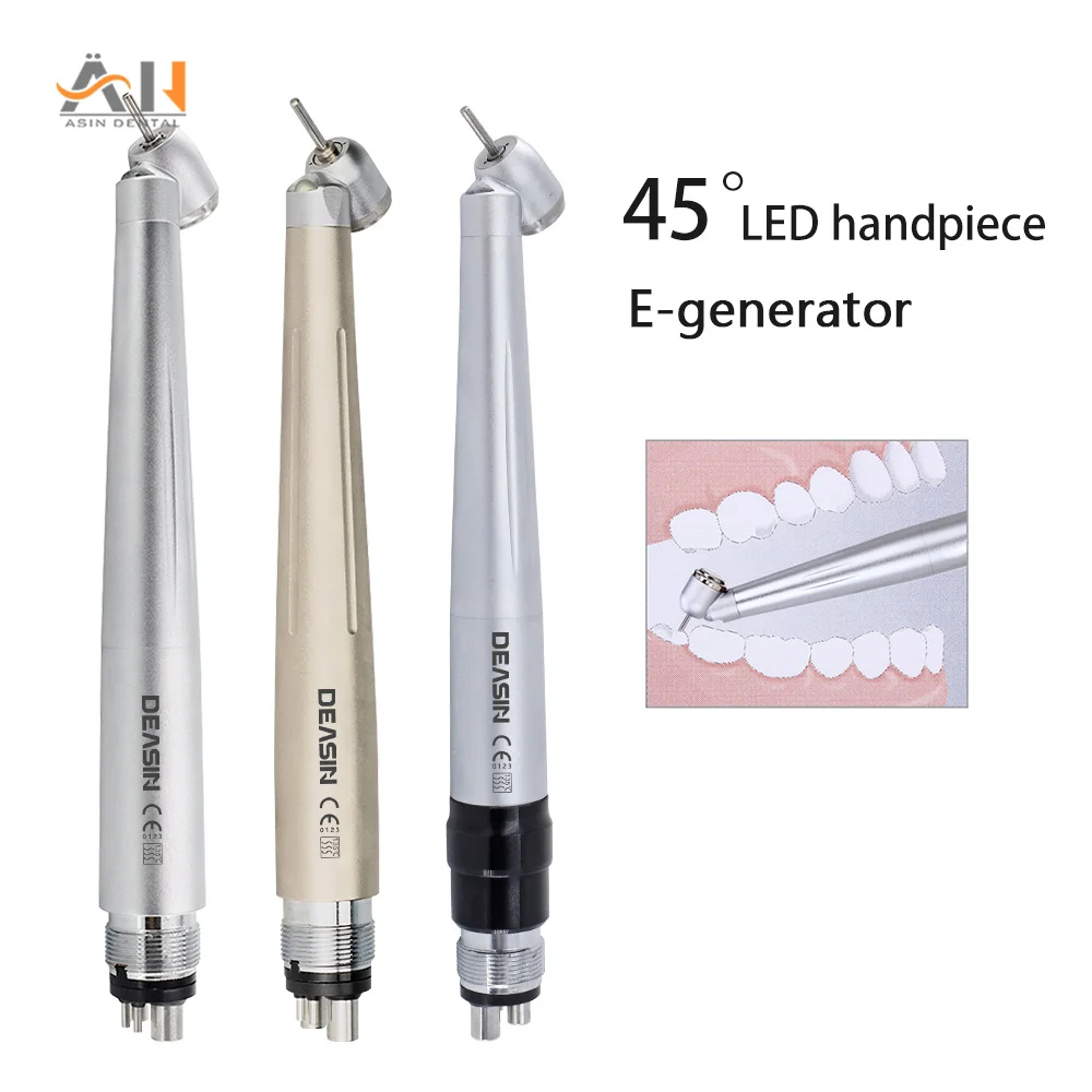 

45° Tooth Extraction Handpiece Dental Self Generator LED High Speed Air Turbine Handpiece Single Water Spray Dentist Clinic Tool