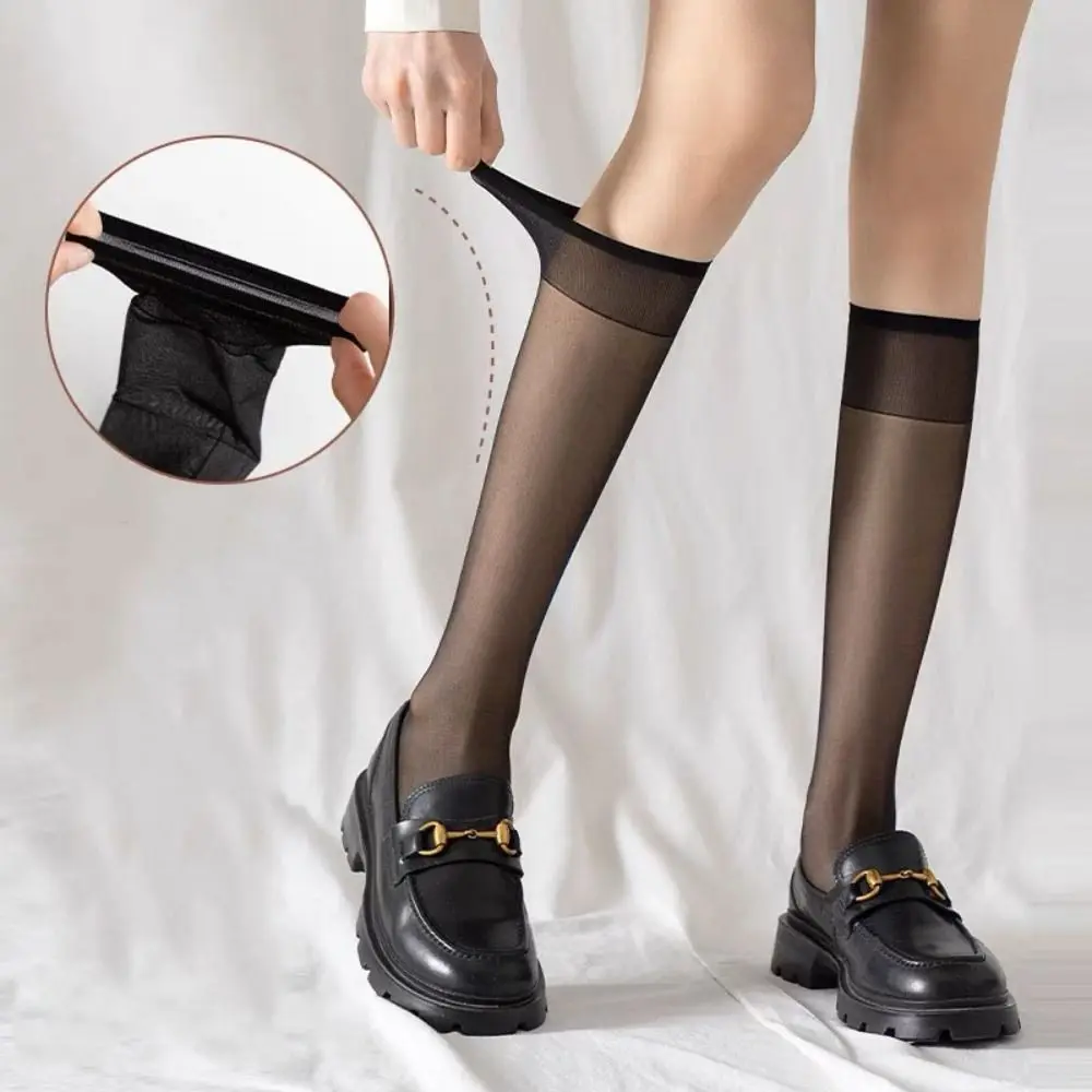 Women Ultra-thin Nylon Stockings Transparent Elasticity Ladies Knee Socks High Quality Long Socks for Girls Stocking