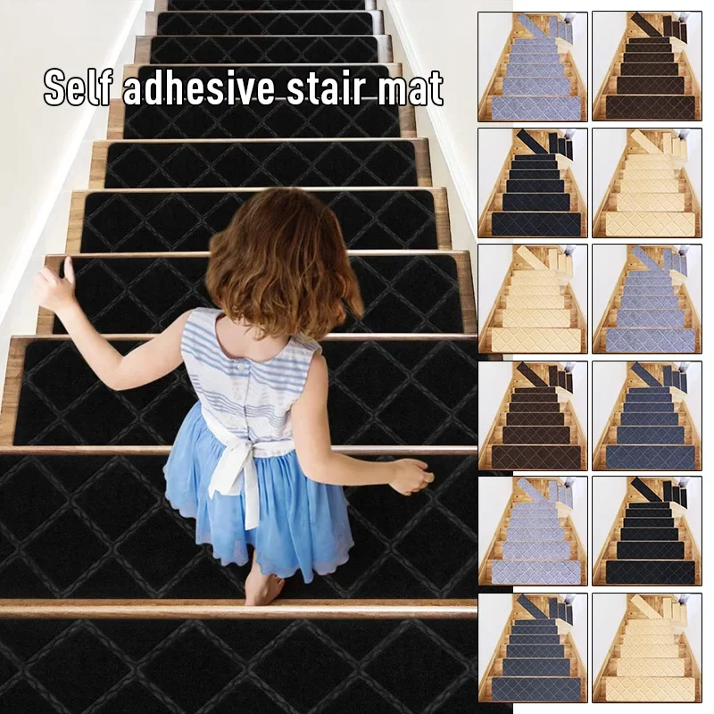 5/10 Pcs Stair Tread Carpet Mats Self Adhesive Non-Slip Water Absorption Stair Mat Step Rugs Safety Mute Floor Mats Pad 76x20CM