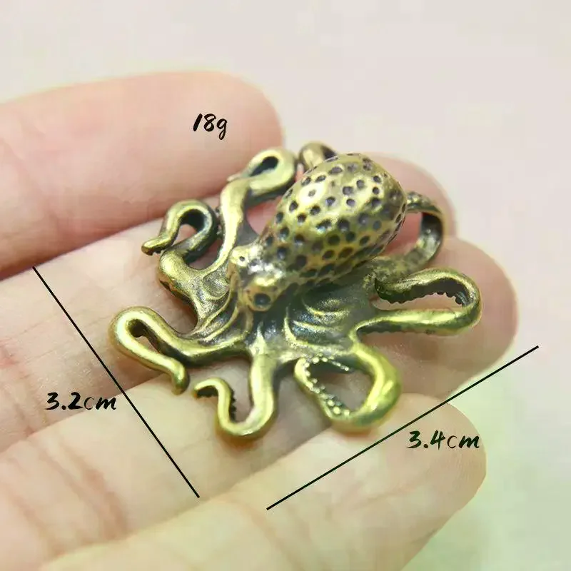 Alloy Octopus Figurine Textured Finish Lifelike Design Home Office Decor Vintage