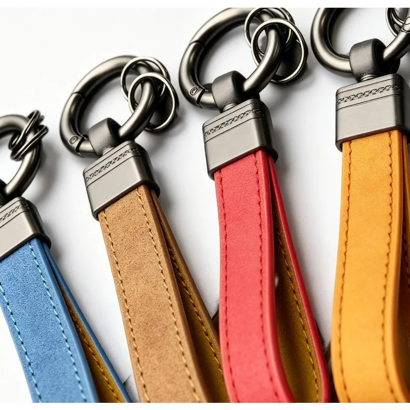 Microfiber Leather Car Keychain Universal Auto Accessory Exquisite Gift Key Charm Ornament for Men Women