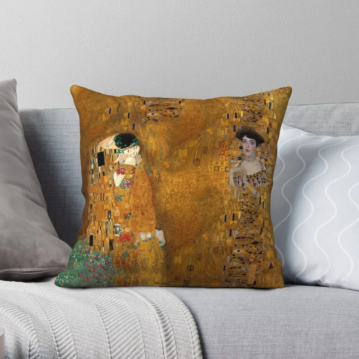 Klimt Woman In Gold The Kiss Square Pillowcase Polyester Linen Velvet Printed Decor Pillow Case Sofa Seater Cushion Cover 18