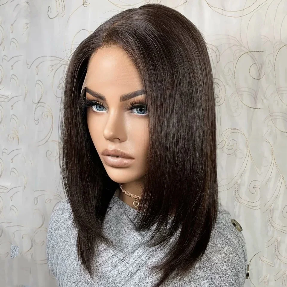 

Длинные коричневые предварительно сорванные 18-дюймовые прямые бесклеевые 5x5 шелковая основа еврейский парик из человеческих волос детские волосы HD кружевные европейские волосы